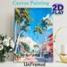 Tropical Coastal Town Street Painting Poster, Vibrant Impressionist-style Poster, Lively Palm-lined Street With Pastel Buildings, Adds A Warm Breezy_maomaolike.com