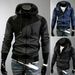 Men's Clothing Autumn and Winter New Men's Personality Colorblock Double Zipper Hooded Cardigan Slim Sweater 702_maomaolike.com