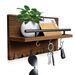Wall-mounted wooden key rack entrance living room porch decoration rack double key hook sundries storage rack_maomaolike.com
