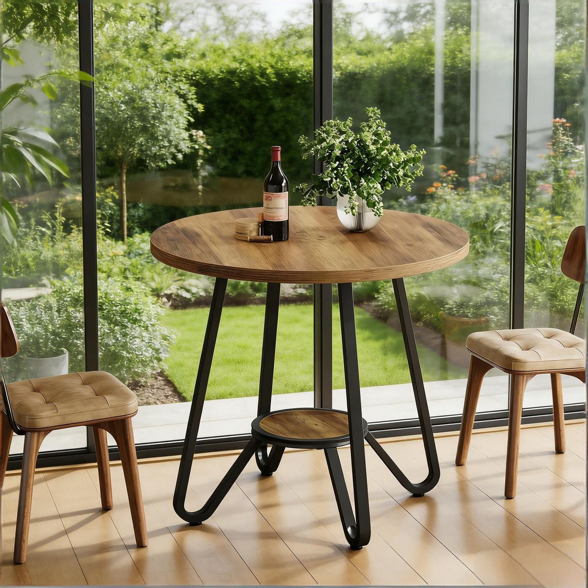 Round Dining Table, Small Kitchen Table With Open Shelves For 2_maomaolike.com