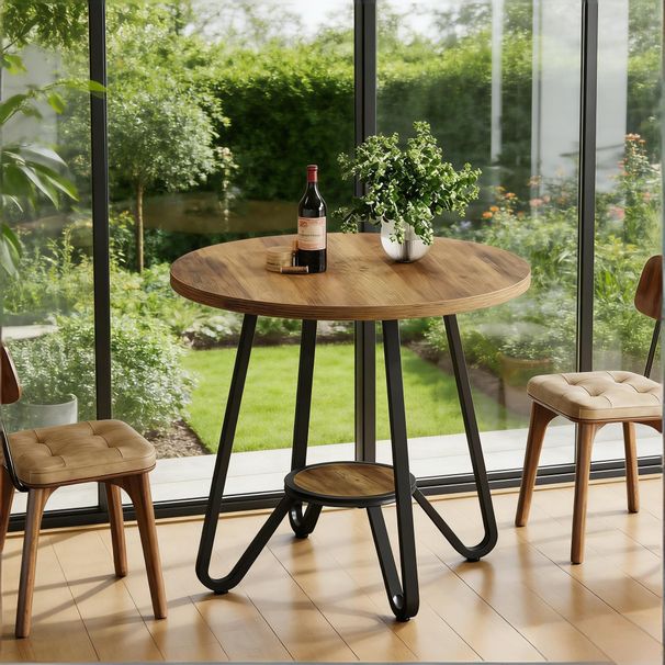 Round Dining Table, Small Kitchen Table With Open Shelves For 2_maomaolike.com