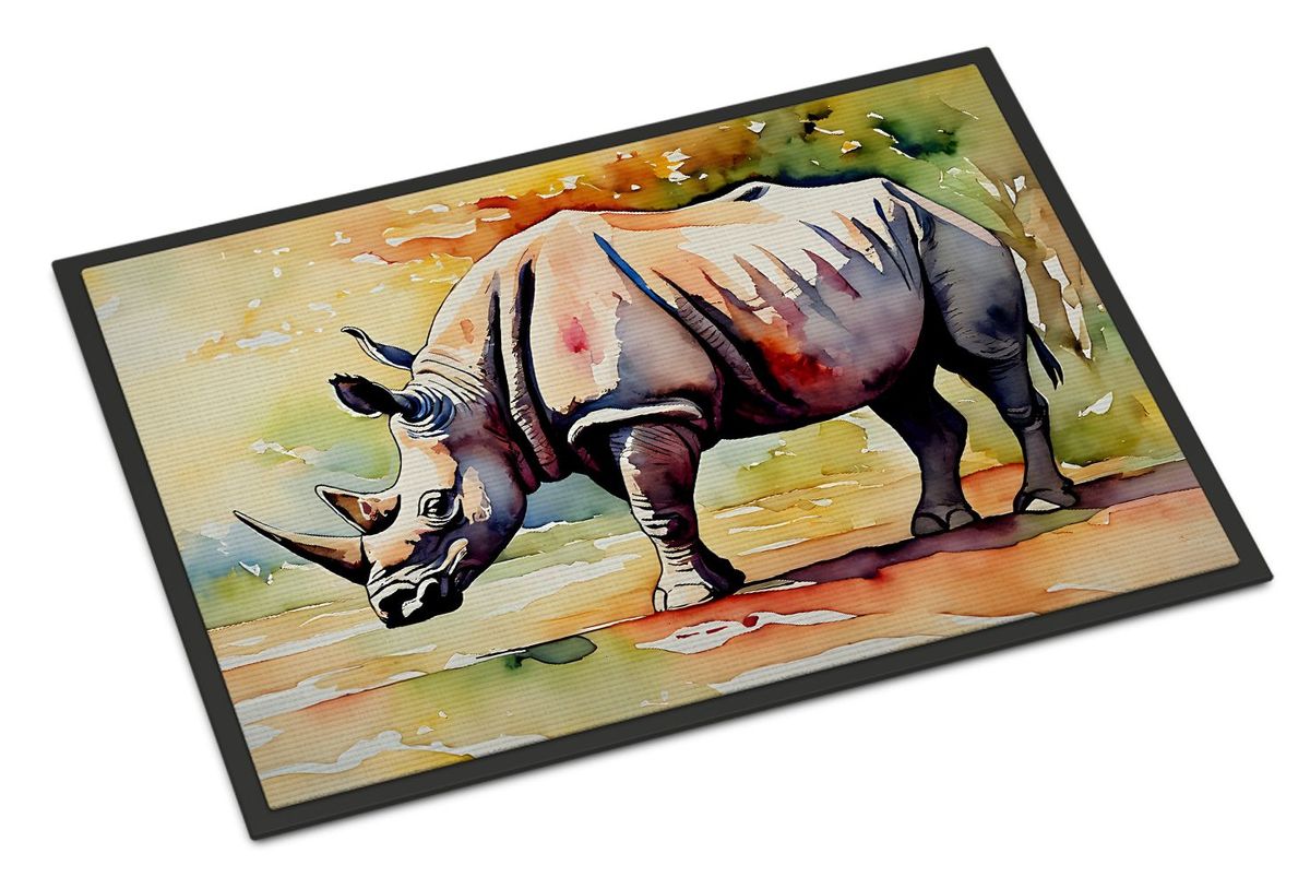 Rhinoceros Doormat Front Door Mat Indoor Outdoor Rugs For Entryway, Non Slip Washable Low Pile, 24H X 36W_maomaolike.com