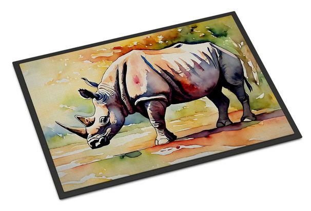 Rhinoceros Doormat Front Door Mat Indoor Outdoor Rugs For Entryway, Non Slip Washable Low Pile, 24H X 36W_maomaolike.com