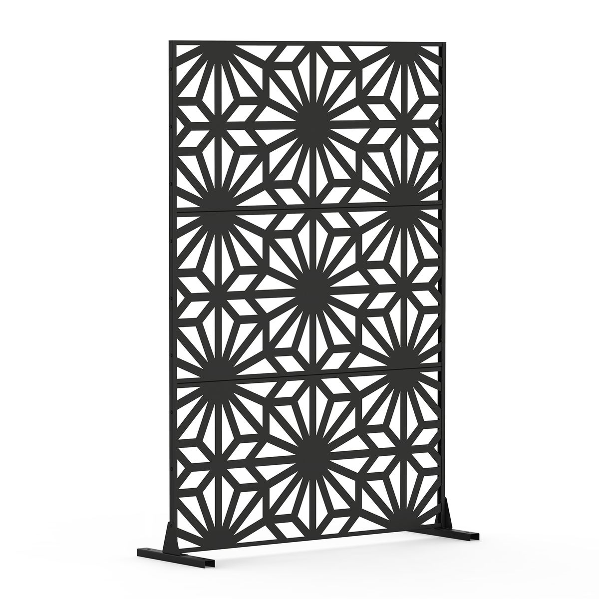 Metal Privacy Screens And Panels With Free Standing, Freestanding Outdoor Indoor Privacy Screen, Decorative Privacy Screen For Balcony Patio Garden, Sun Flower Shape_maomaolike.com