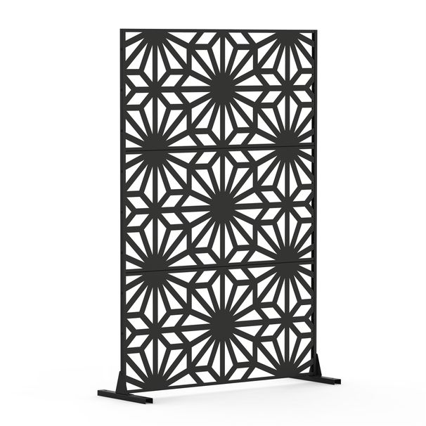Metal Privacy Screens And Panels With Free Standing, Freestanding Outdoor Indoor Privacy Screen, Decorative Privacy Screen For Balcony Patio Garden, Sun Flower Shape_maomaolike.com