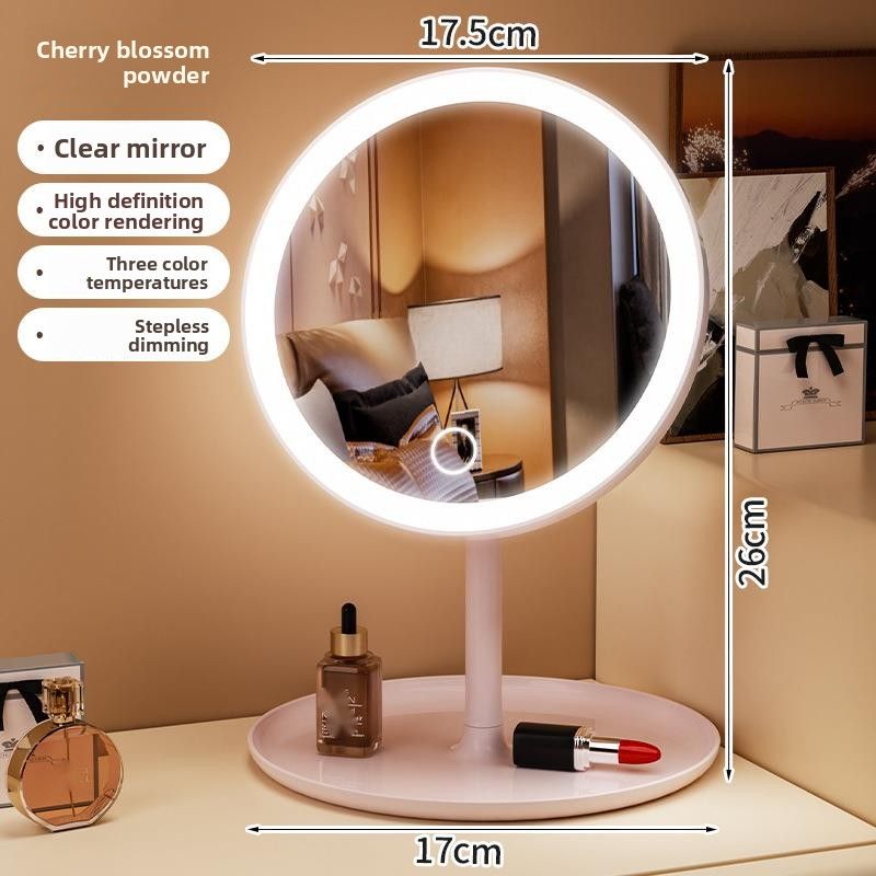 LED Desktop Makeup Cross-Border HD Dormitory Beauty With Three-Color Fill Light Portable Folding Mirror_maomaolike.com