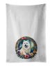 Samoyed And Flowers Kitchen Towel Set Of 2 White Dish Towels Decorative Bathroom Hand Towel For Hand, Face, Hair, Yoga, Tea, Dishcloth, 19 X 28", White_maomaolike.com