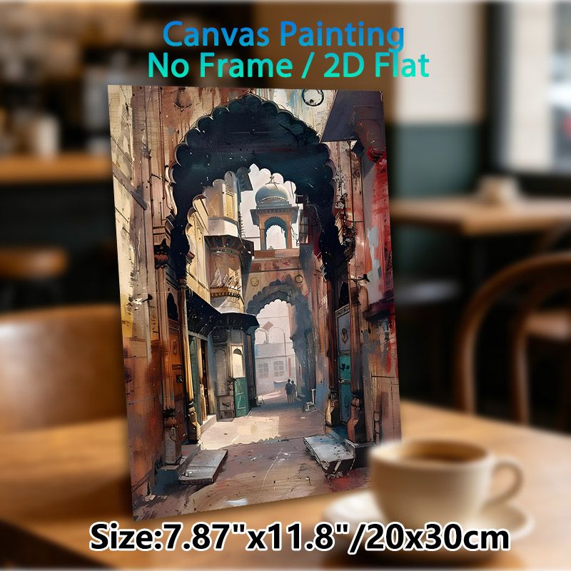 Vintage Alleyway Painting Poster, Warm-toned Artistic Ancient Arched Street Scene Poster, Brings Cultural Charm, Suitable For Living Room, Study And_maomaolike.com