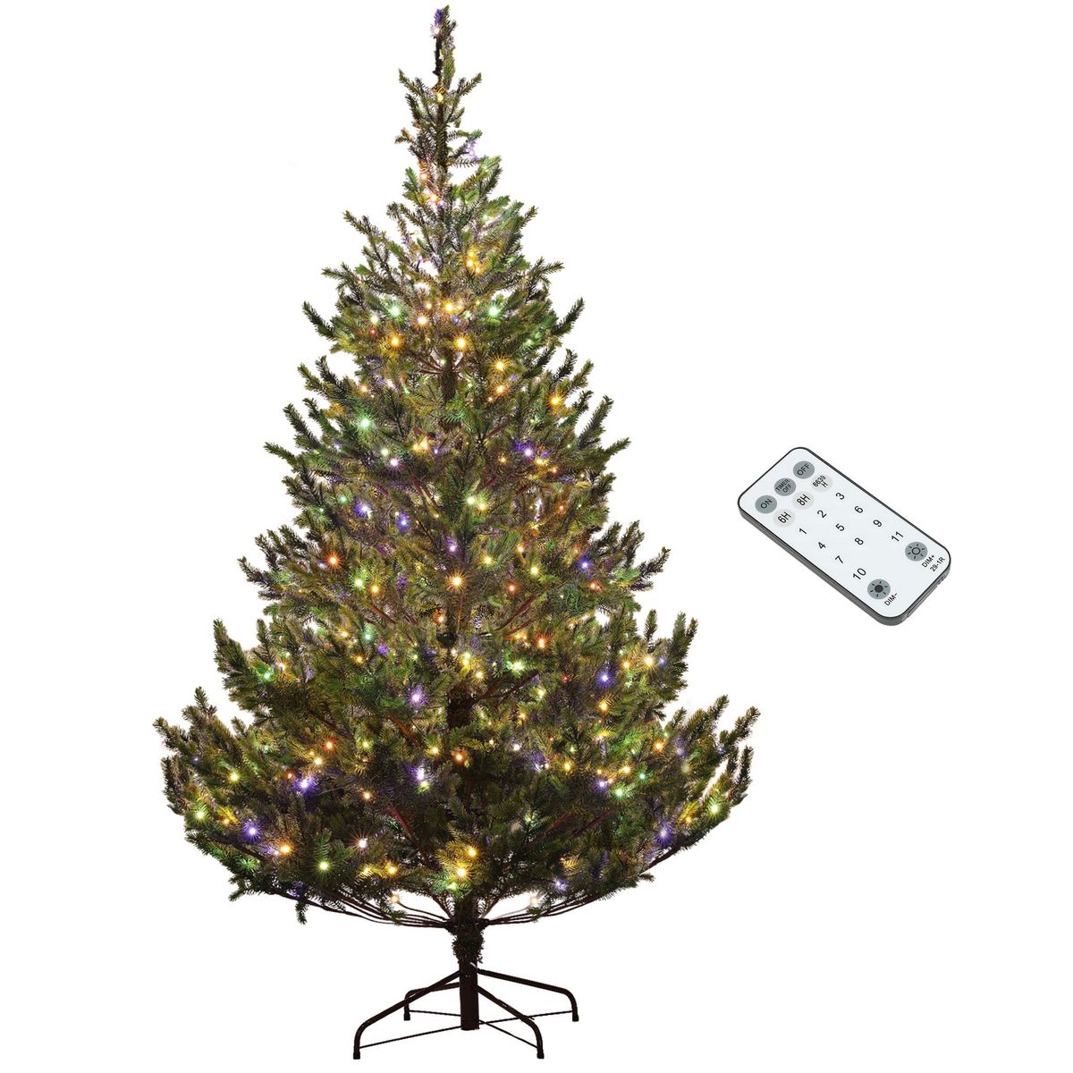 Artificial Prelit Christmas Tree, Sparse Realistic Cedar Tree With Dual Color LED Lights And Tips, Easy Assembly, Hinged Xmas Tree For Home Office Holiday_maomaolike.com