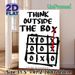 Think Outside The Box Themed Painting Poster, Minimalist Hand-drawn Tic-tac-toe Poster, Inspirational Design To Encourage Creative Thinking, Ideal For_maomaolike.com