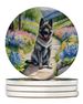 Norwegian Elkhound Spring Path Large Sandstone Coasters Pack Of 4 Absorbent Round Coasters Decor Gifts For Men Or Women, 4 In, Multicolor_maomaolike.com