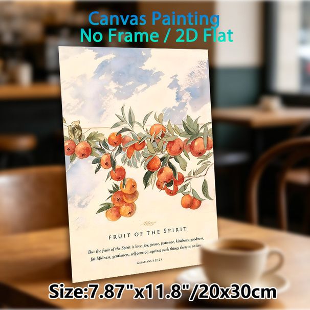 Fruit Of The Spirit Themed Painting Poster, Soft Watercolor Citrus Branches With Scripture Text Poster, Inspirational Religious Verse Decor For Home_maomaolike.com
