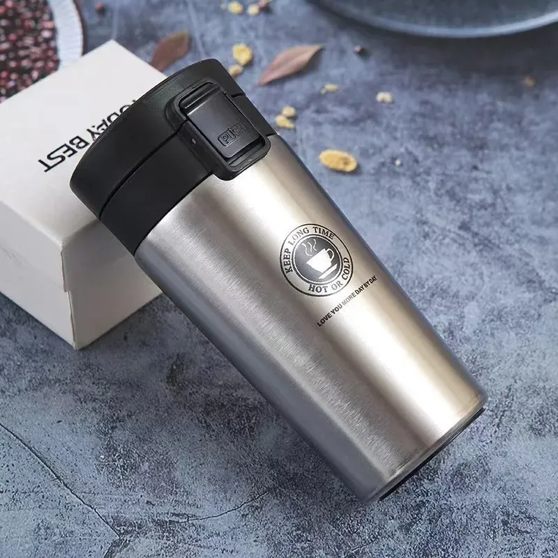Stainless Steel Travel Thermal Mug Leak-Proof Thermos Bottle Vacuum Flask Insulated Cups One Button Open_maomaolike.com