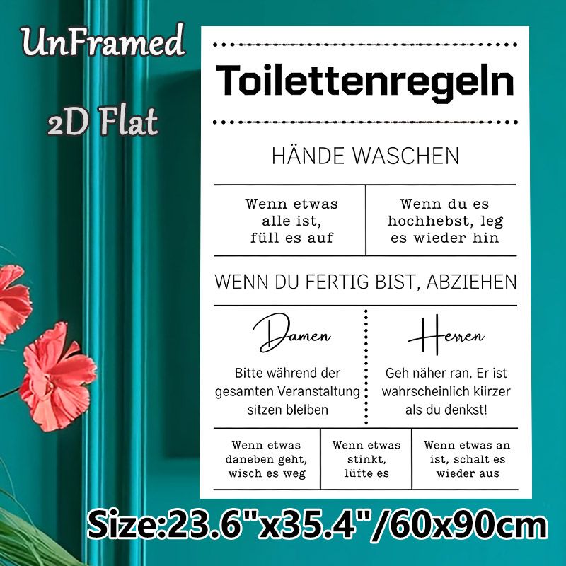 Toilet Rules Painting Poster, Minimalist Black & White Typographic Poster, Clear Restroom Etiquette Guidelines, Suitable For Home, Office And Public_maomaolike.com