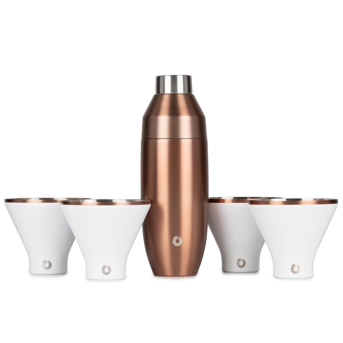 Stainless Steel Cocktail Shaker And Martini Glass Set, Gold And White_maomaolike.com