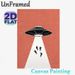 UFO Abduction Painting Poster, Retro Minimalist UFO & Human Silhouettes Poster, Unique Sci-fi Inspired Wall Art Ideal For Living Room, Bedroom, Game_maomaolike.com