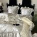 Nordic Boho Luxury High-precision Jacquard Four-piece Set, Long-staple Cotton, French Chiffon Trim, Vintage Pure Cotton_maomaolike.com