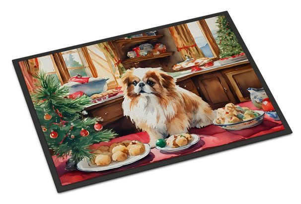 Pekingese Christmas Cookies Doormat Front Door Mat Indoor Outdoor Rugs For Entryway, Non Slip Washable Low Pile, 24H X 36W_maomaolike.com