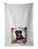 Rottweiler And Flowers Kitchen Towel Set Of 2 White Dish Towels Decorative Bathroom Hand Towel For Hand, Face, Hair, Yoga, Tea, Dishcloth, 19 X 28", White_maomaolike.com