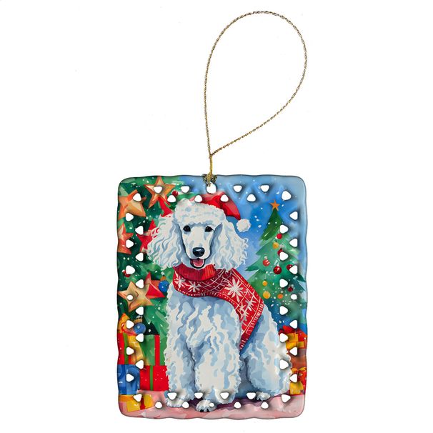 Poodle Christmas Porcelain Ornament Christmas Tree Hanging Decorations For Home Christmas Holiday, Rectangle, Gift, Multicolor_maomaolike.com