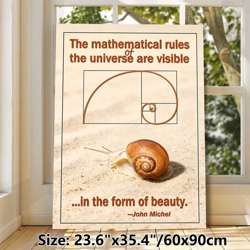 Golden Ratio Snail Painting Poster, Warm-toned Realistic Snail & Fibonacci Spiral Poster, Inspirational Mathematical-themed Decor Suitable For Home_maomaolike.com