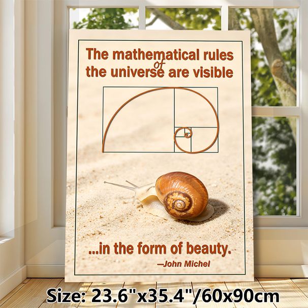 Golden Ratio Snail Painting Poster, Warm-toned Realistic Snail & Fibonacci Spiral Poster, Inspirational Mathematical-themed Decor Suitable For Home_maomaolike.com