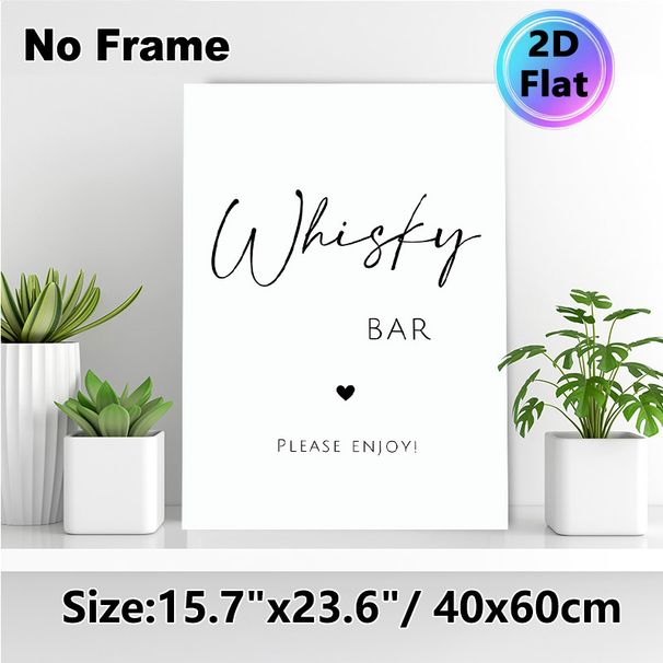 Whisky Bar Themed Painting Poster, Minimalist Black & White Typographic Poster, Elegant Decor Ideal For Home Bar, Lounge And Entertainment Area_maomaolike.com