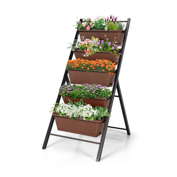 5-tier Vertical Garden Planter Box Elevated Raised Bed With 5 Container_maomaolike.com