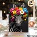 Floral Zebra Painting Poster, Vibrant Realistic Zebra With Colorful Flower Crown Poster, Eye-catching Decorative Artwork Ideal For Living Room_maomaolike.com