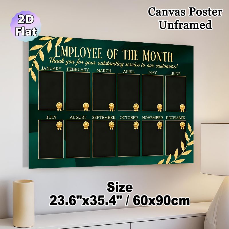 Employee Of The Month Recognition Painting Poster, Luxe Dark Green & Gold Styled Poster, Classy Monthly Display To Honor Outstanding Staff, Ideal For_maomaolike.com
