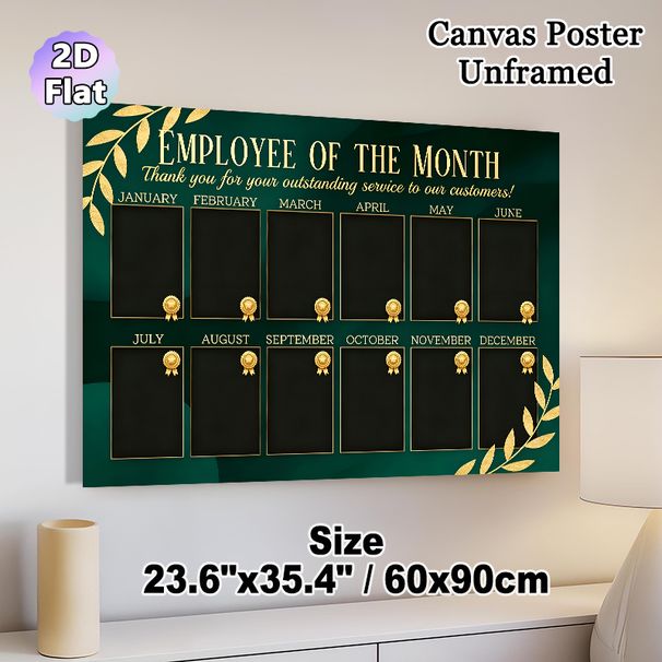 Employee Of The Month Recognition Painting Poster, Luxe Dark Green & Gold Styled Poster, Classy Monthly Display To Honor Outstanding Staff, Ideal For_maomaolike.com