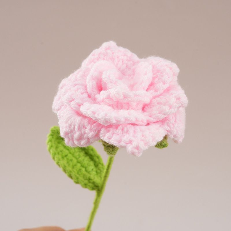 Yarn Crochet Qixi Valentine's Day Gift Knitted Artificial Flower Finished Product Cross-Border Rose Bouquet_maomaolike.com