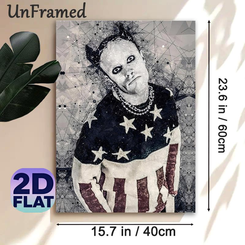 Patriotic Figure Painting Poster, Vintage Grunge Mesh-style Poster, Distressed Artistic Design With US Flag Elements, Ideal For Living Room, Studio_maomaolike.com