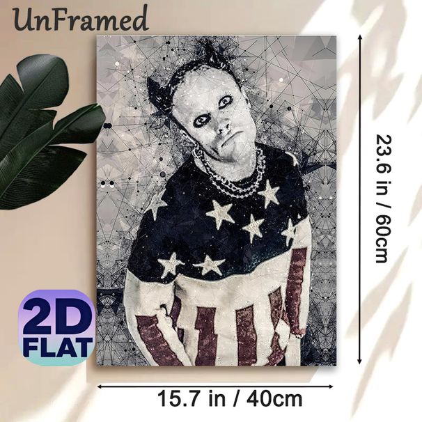 Patriotic Figure Painting Poster, Vintage Grunge Mesh-style Poster, Distressed Artistic Design With US Flag Elements, Ideal For Living Room, Studio_maomaolike.com