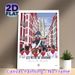 Bayonne Festival Parade Painting Poster, Vibrant Flat-style Festive Street Scene Poster, Captures Lively Holiday Gathering Atmosphere, Ideal For Home_maomaolike.com