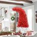 6 Ft Hinged Fraser Fir Artificial Fir Bent Top Christmas Tree, Bendable Santa Hat Style Christmas Tree Holiday Decoration W/1,250 Lush Branch Tips, 300 LED Lights_maomaolike.com
