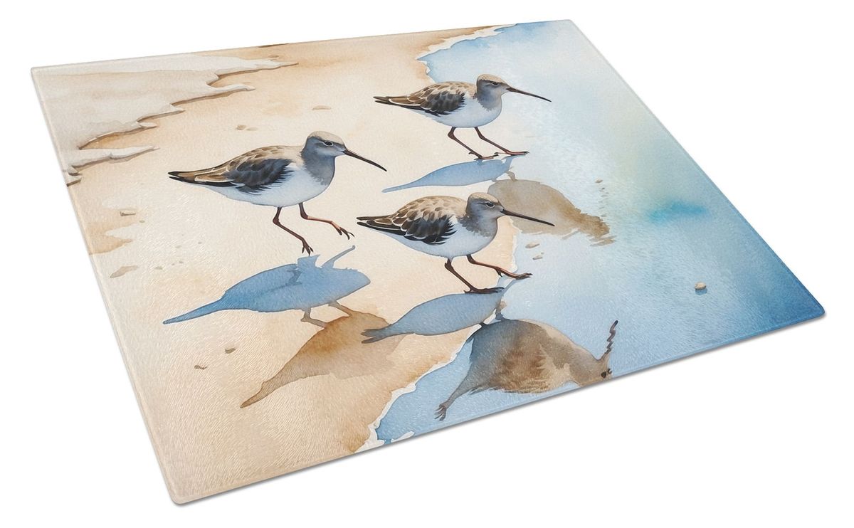 Sandpipers Glass Cutting Board Decorative Tempered Glass Kitchen Cutting And Serving Board Large Size Chopping Board_maomaolike.com