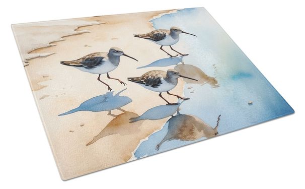 Sandpipers Glass Cutting Board Decorative Tempered Glass Kitchen Cutting And Serving Board Large Size Chopping Board_maomaolike.com
