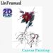 Surreal Floral & Fantasy Figure Painting Poster, Vibrant Mixed-media Surreal Poster, Combines Bold Burgundy Flower With Sketch-style Fantasy_maomaolike.com