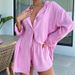 Women's Clothing sexy two-piece suit for women beach sunscreen shirt shorts suit_maomaolike.com