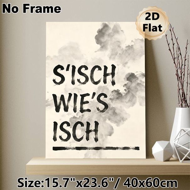German Typography Painting Poster, Monochrome Ink-wash Style Poster, Handwritten German Quote With Subtle Ink Smudges, Minimalist Artistic Decor Ideal_maomaolike.com
