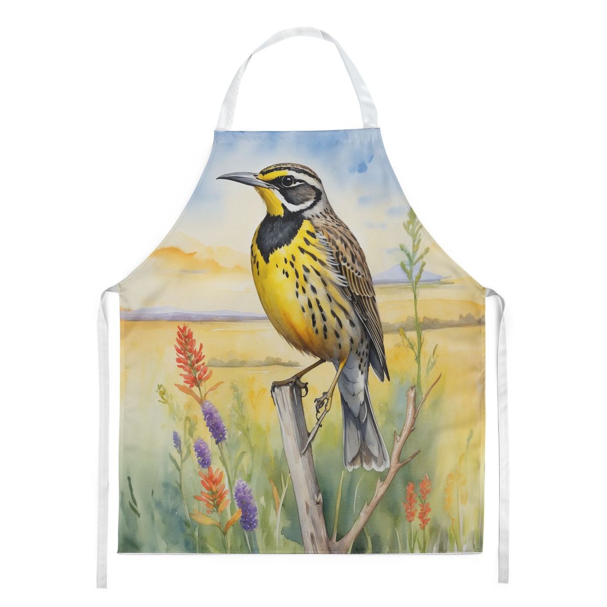 Kansas Western Meadowlark Apron Cooking Kitchen Server Baking Crafts Gardening For Adult Women Men, Unisex, Large, Multicolor_maomaolike.com