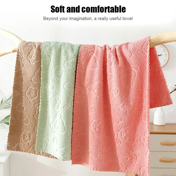 5-Piece Set Soft Absorbent Coral Fleece Quick-Drying Bathroom Cute Fun Design Face Towels For Home_maomaolike.com