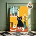 Black Cat & Breakfast Themed Painting Poster, Warm Cute Cartoon Style Poster, Cozy Daily Scene Design Ideal For Kitchen, Dining Room Decor_maomaolike.com