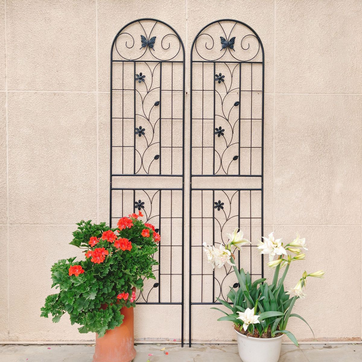 2 Pack Metal Garden Trellis 86.7" X 19.7" Rustproof Trellis For Climbing Plants Outdoor Flower Support Black_maomaolike.com