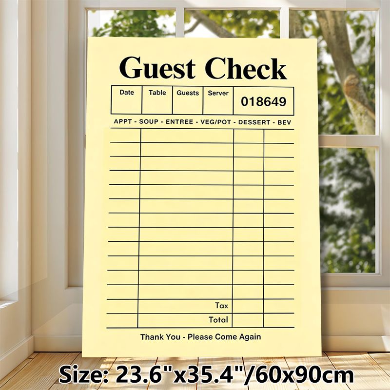 Guest Check Painting Poster, Vintage-style Blank Restaurant Guest Check Layout Poster, Nostalgic Dining-themed Decor Suitable For Restaurants, Cafes_maomaolike.com