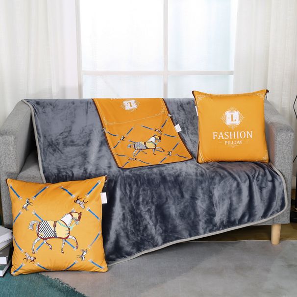 H Series Fleece Blanket & Pillow - 3-In-1 Convertible Travel Wrap For Car/Office/Sofa (Ultra-Soft Sherpa Dual-Sided_maomaolike.com