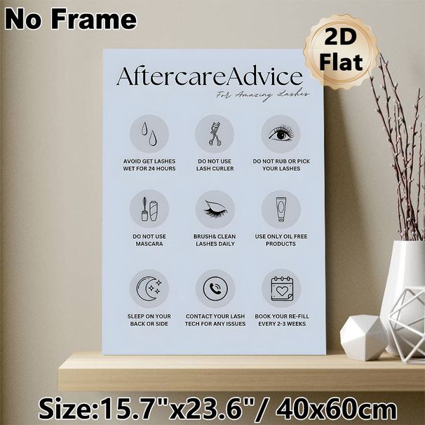 Lash Aftercare Advice Painting Poster, Minimalist Line Art Graphic Poster, Practical Lash Maintenance Guidance, Ideal For Beauty Salons And Lash_maomaolike.com