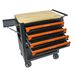 4 DRAWERS MULTIFUNCTIONAL TOOL CART WITH WHEELS AND WOODEN TOP-ORANGE_maomaolike.com