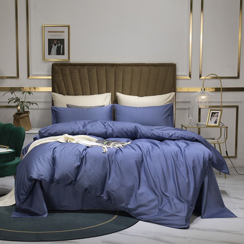 Home Textile Pure Cotton 60 Count Solid Color Quilt Cover Three Piece Set Simple And Smooth Cotton Bedding_maomaolike.com